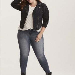 NWT torrid XL black knit sleeve Moto jacket…